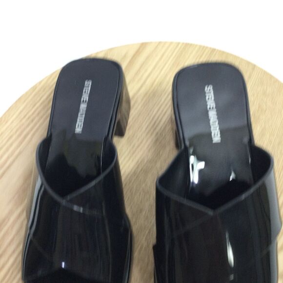Steve Madden Womens Patent Platform Mule Sandals Block Heel Black US 7M - Picture 6 of 9